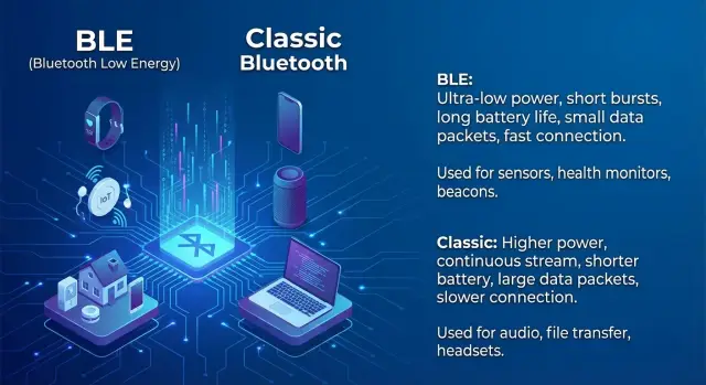 BLE и классический Bluetooth: отличия и эволюция версий