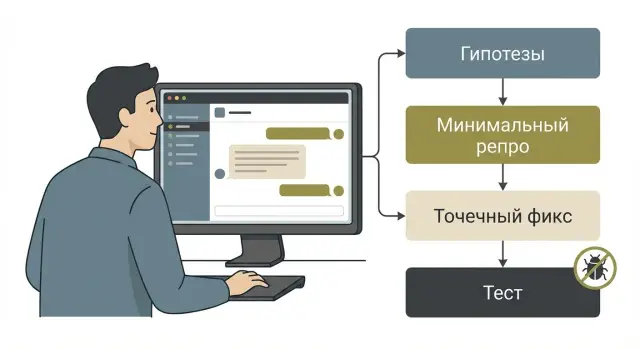 Claude Code для поиска регрессий: гипотезы, репро, фикс, тест