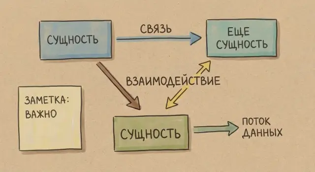 Схема данных словами: шаблон описания сущностей и связей